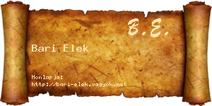 Bari Elek névjegykártya